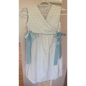 Lavender Blue Girls Heirloom 6x White Pale blue Swiss Dot Cross Front dress